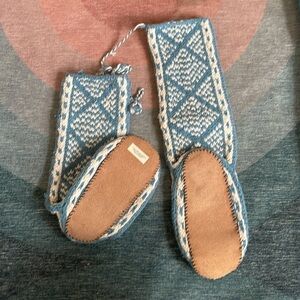 Boho Winter Wool Leather Slippers Boots